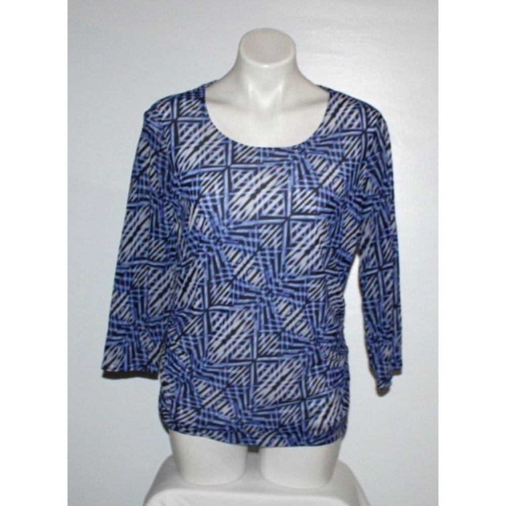 CHICO'S Women's Blue Geometric Nylon Top Size 2 12 L
